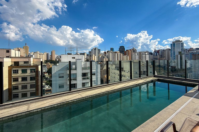 Studio Bela Vista | Varanda, Piscina e Vista