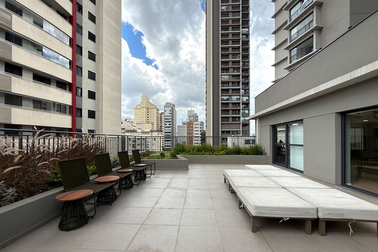 Studio elegante no coração de Campo Belo