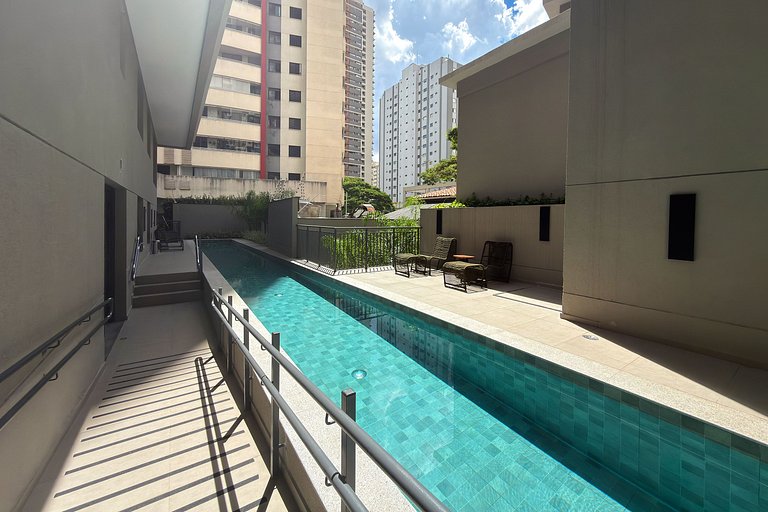 Studio elegante no coração de Campo Belo